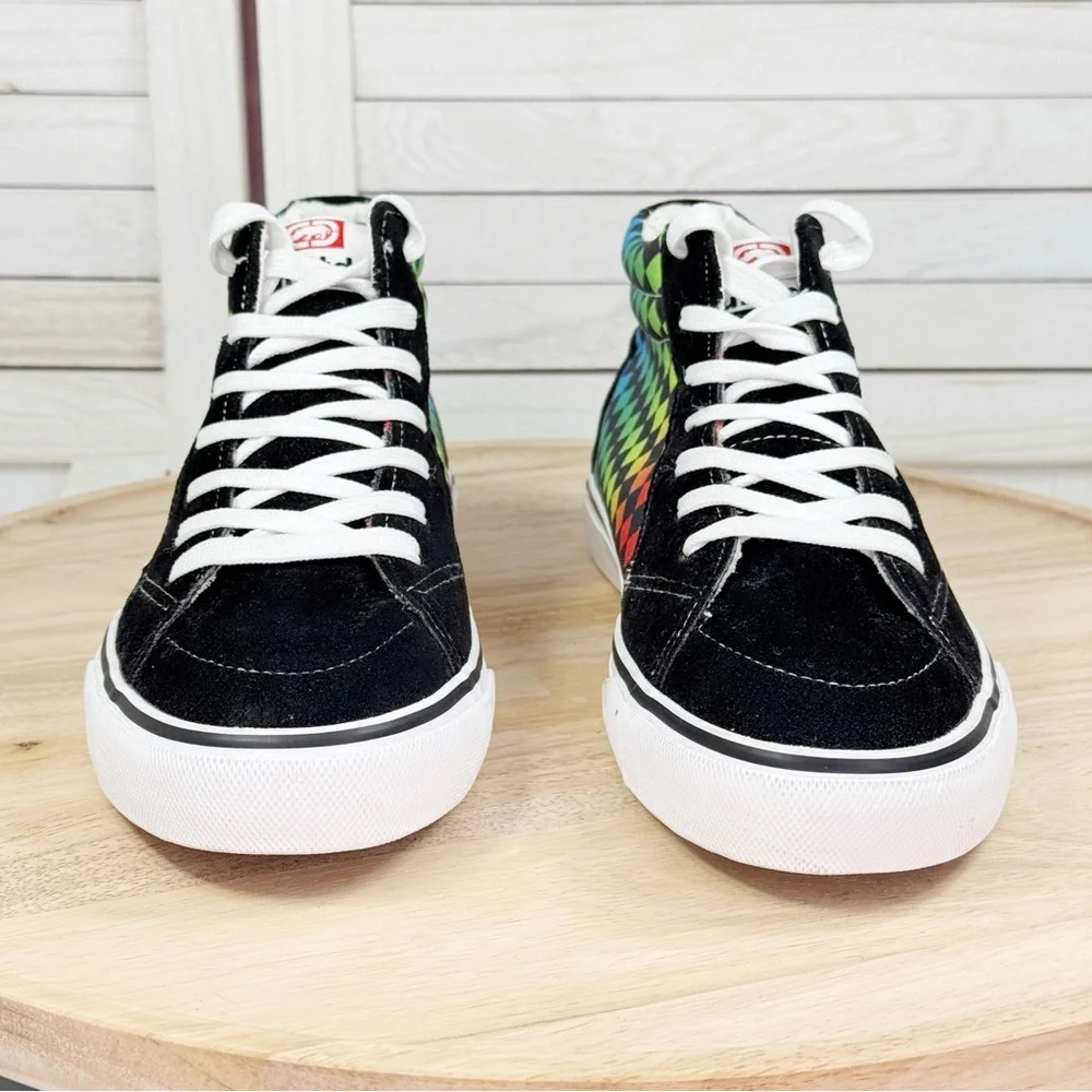 Ecko Unltd Steven Rainbow Check Canvas Suede‎ Hightop Sneakers 9 Men